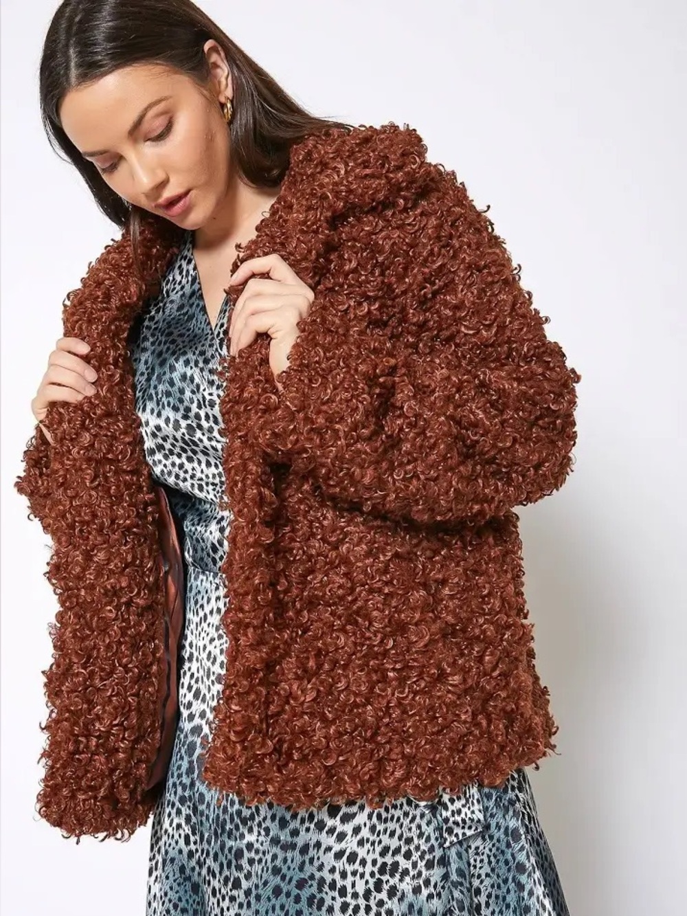 NWT Pleione Womens Curly Faux Fur Teddy Coat. Medium